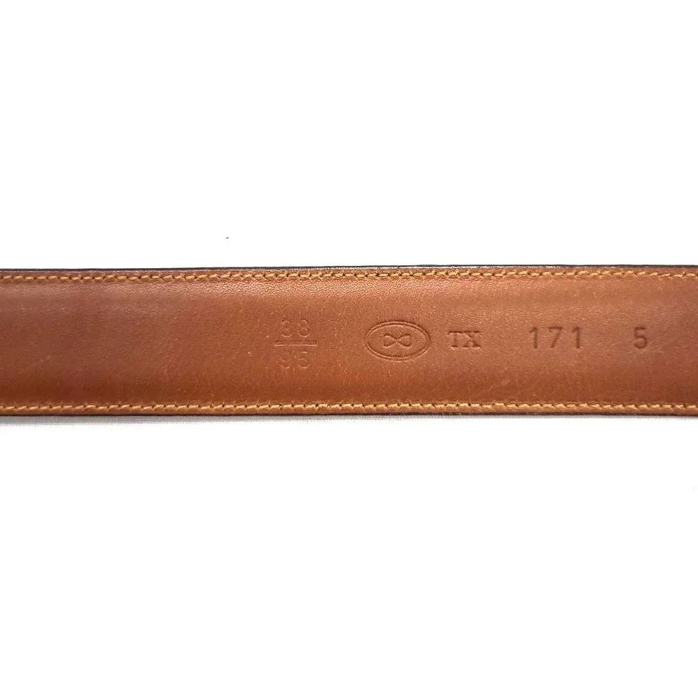 Trafalgar Mens Belt Brown Cortina 38/95 Handmade in USA Goldtone Buckle - Picture 11 of 13